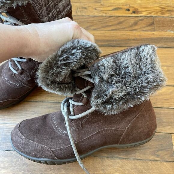 North Face Like New Brown Nuptse Purna II Women’s boots size 10 fur lined - Picture 8 of 10